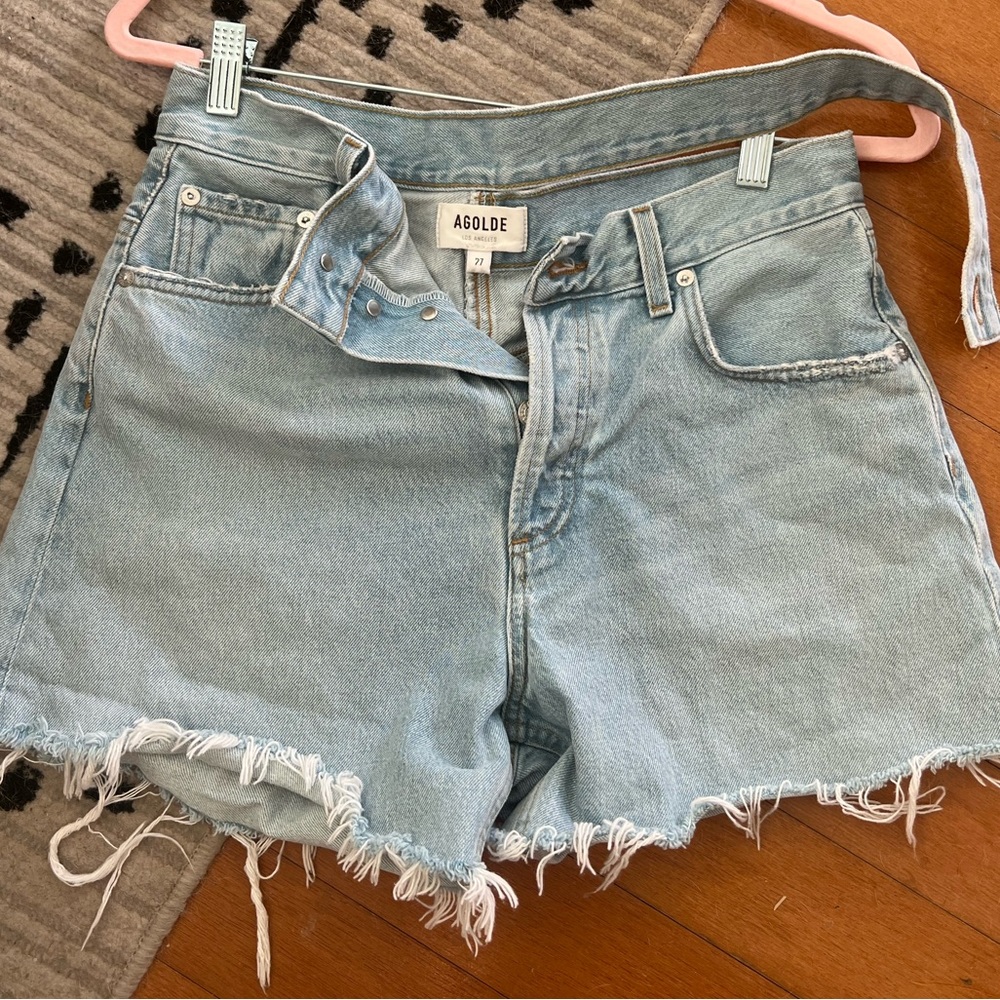 Agolde Light Wash Denim Cutoff Shorts